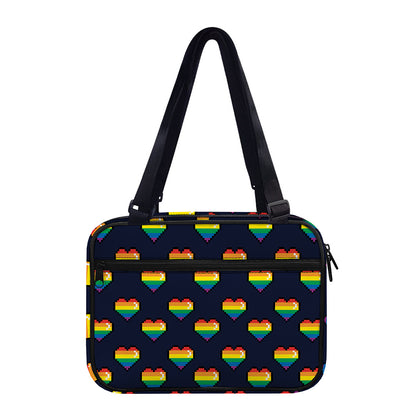 Rainbow Pixel 8-Bit LGBT Pride Heart Double Strap Bible Bag