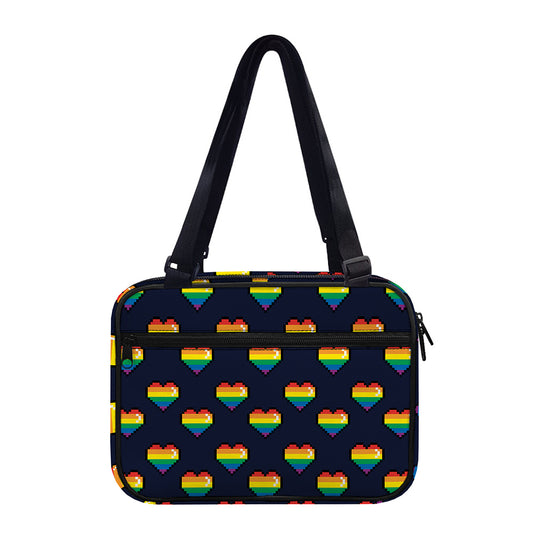 Rainbow Pixel 8-Bit LGBT Pride Heart Double Strap Bible Bag