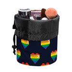 Rainbow Pixel 8-Bit LGBT Pride Heart Drawstring Makeup Bag