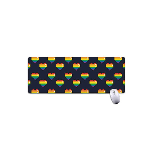 Rainbow Pixel 8-Bit LGBT Pride Heart Extended Mouse Pad