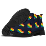 Rainbow Pixel 8-Bit LGBT Pride Heart Flat Ankle Boots