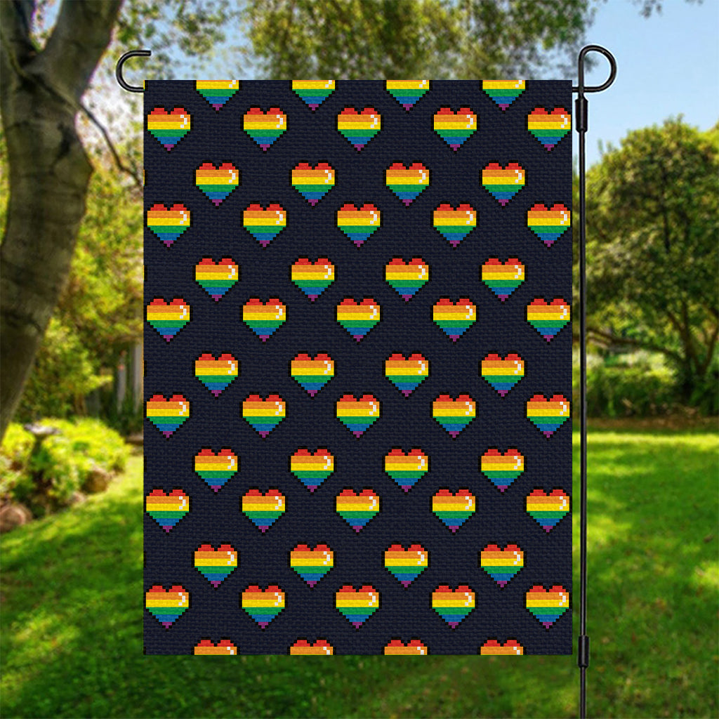 Rainbow Pixel 8-Bit LGBT Pride Heart Garden Flag