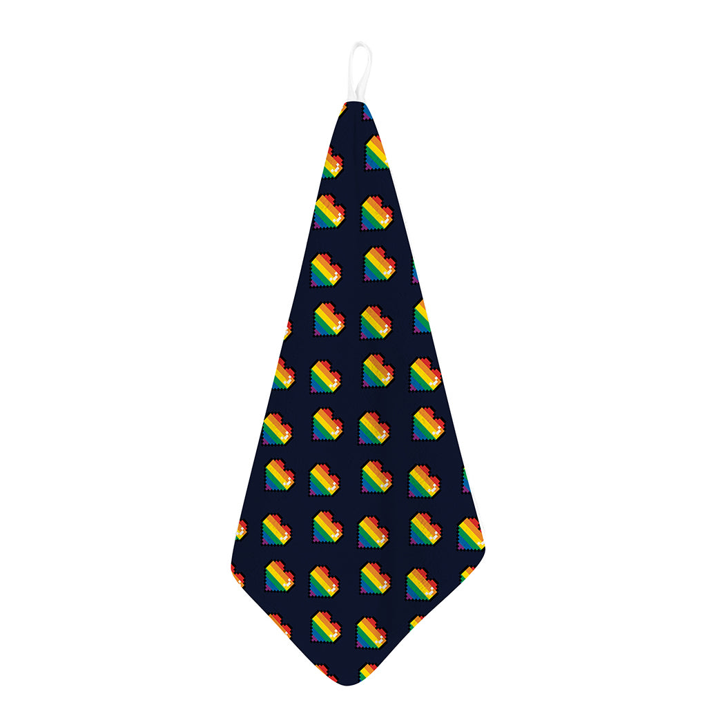 Rainbow Pixel 8-Bit LGBT Pride Heart Hand Towel