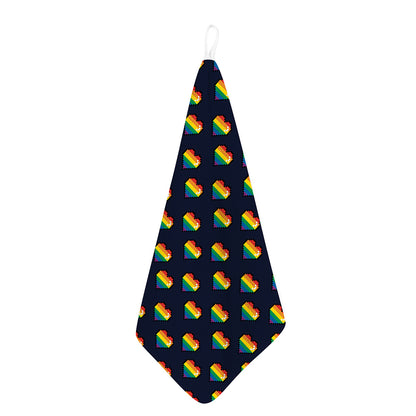 Rainbow Pixel 8-Bit LGBT Pride Heart Hand Towel