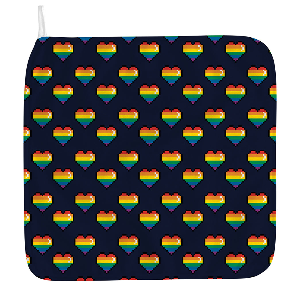 Rainbow Pixel 8-Bit LGBT Pride Heart Hand Towel