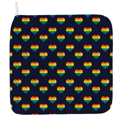 Rainbow Pixel 8-Bit LGBT Pride Heart Hand Towel