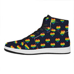 Rainbow Pixel 8-Bit LGBT Pride Heart High Top Leather Sneakers