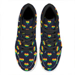 Rainbow Pixel 8-Bit LGBT Pride Heart High Top Leather Sneakers