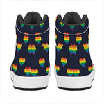 Rainbow Pixel 8-Bit LGBT Pride Heart High Top Leather Sneakers