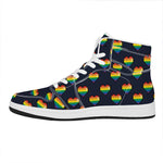 Rainbow Pixel 8-Bit LGBT Pride Heart High Top Leather Sneakers