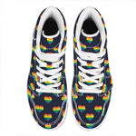 Rainbow Pixel 8-Bit LGBT Pride Heart High Top Leather Sneakers