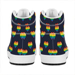 Rainbow Pixel 8-Bit LGBT Pride Heart High Top Leather Sneakers