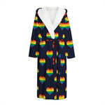 Rainbow Pixel 8-Bit LGBT Pride Heart Hooded Bathrobe