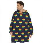 Rainbow Pixel 8-Bit LGBT Pride Heart Hoodie Blanket