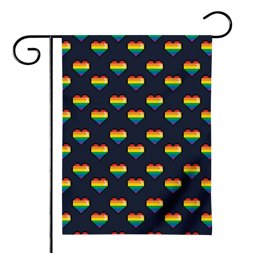 Rainbow Pixel 8-Bit LGBT Pride Heart House Flag