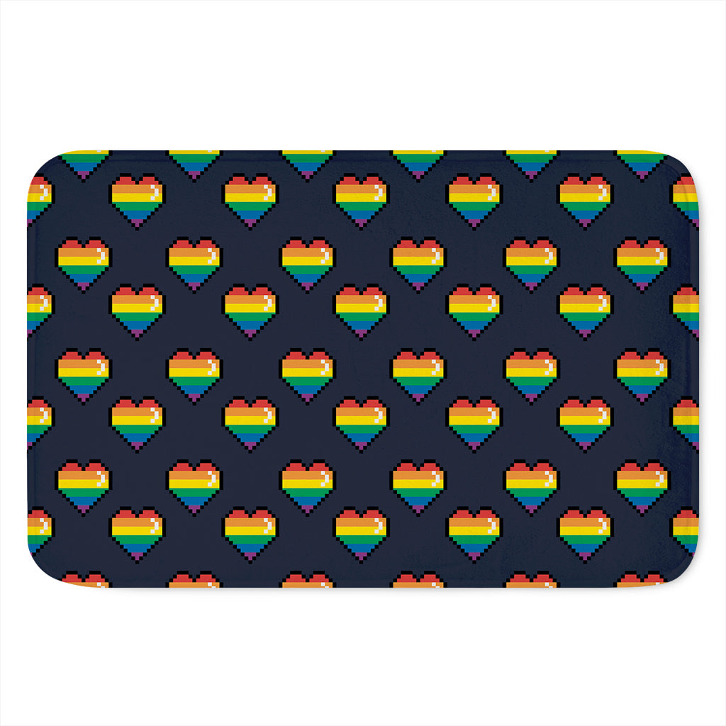 Rainbow Pixel 8-Bit LGBT Pride Heart Indoor Door Mat