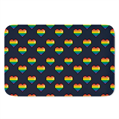 Rainbow Pixel 8-Bit LGBT Pride Heart Indoor Door Mat