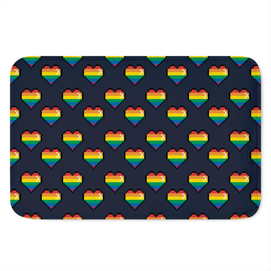 Rainbow Pixel 8-Bit LGBT Pride Heart Indoor Door Mat