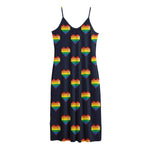 Rainbow Pixel 8-Bit LGBT Pride Heart Jersey Midi Cami Dress
