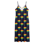 Rainbow Pixel 8-Bit LGBT Pride Heart Jersey Midi Cami Dress