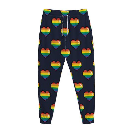 Rainbow Pixel 8-Bit LGBT Pride Heart Jogger Pants