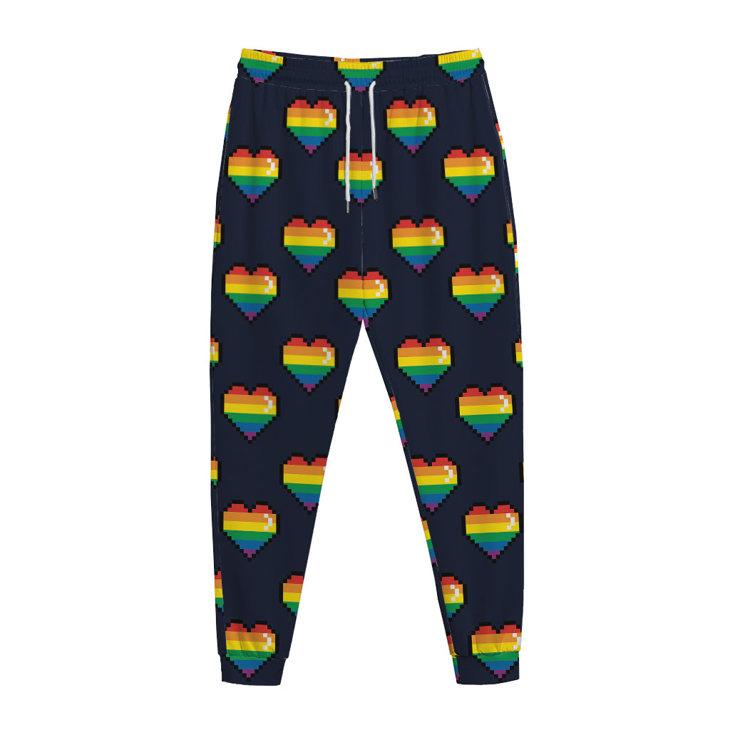 Rainbow Pixel 8-Bit LGBT Pride Heart Jogger Pants