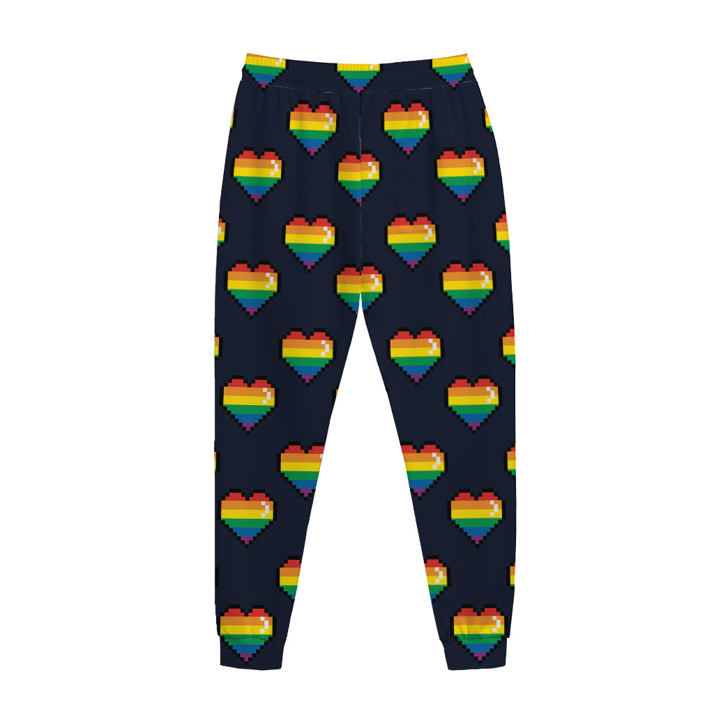 Rainbow Pixel 8-Bit LGBT Pride Heart Jogger Pants