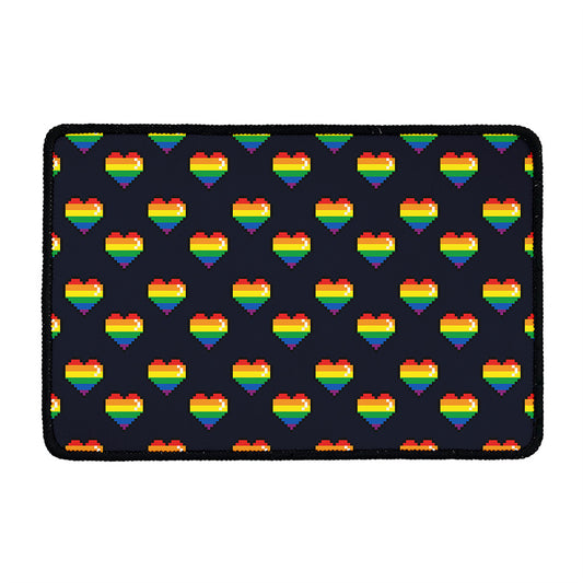 Rainbow Pixel 8-Bit LGBT Pride Heart Kitchen Mat