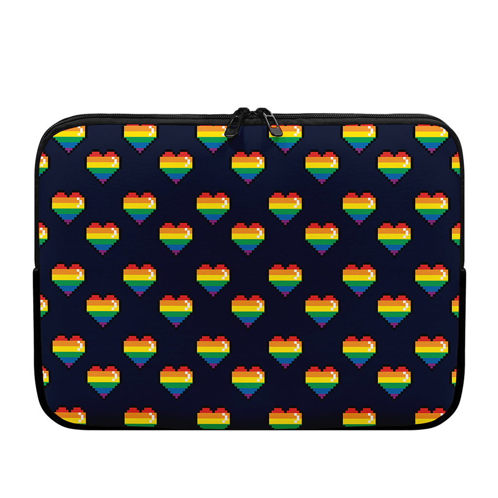 Rainbow Pixel 8-Bit LGBT Pride Heart Laptop Sleeve