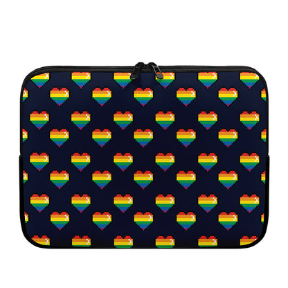 Rainbow Pixel 8-Bit LGBT Pride Heart Laptop Sleeve