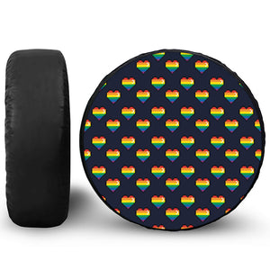 Rainbow Pixel 8-Bit LGBT Pride Heart Leather Spare Tire Cover