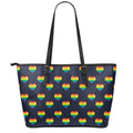 Rainbow Pixel 8-Bit LGBT Pride Heart Leather Tote Bag With Zipper