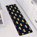 Rainbow Pixel 8-Bit LGBT Pride Heart Long Kitchen Mat