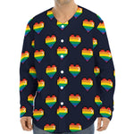 Rainbow Pixel 8-Bit LGBT Pride Heart Long Sleeve Baseball Jersey