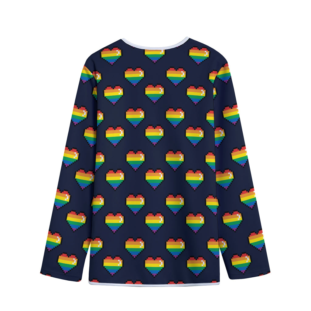 Rainbow Pixel 8-Bit LGBT Pride Heart Long Sleeve Short Coat