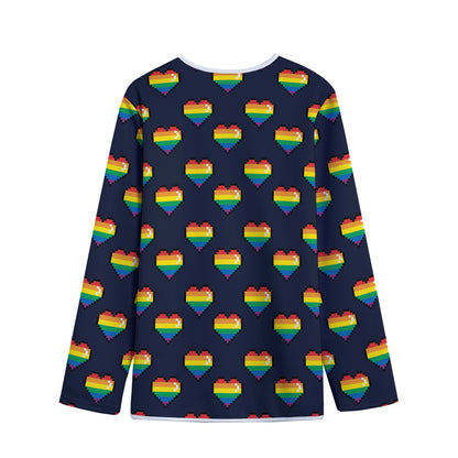 Rainbow Pixel 8-Bit LGBT Pride Heart Long Sleeve Short Coat