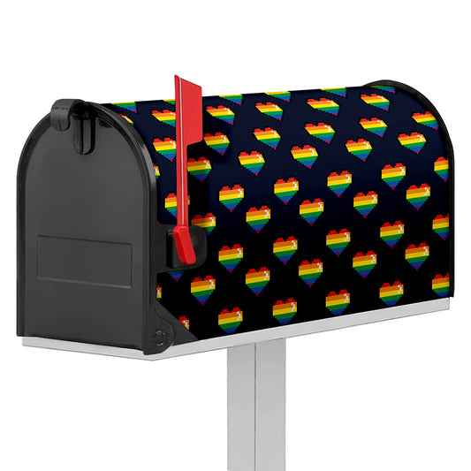 Rainbow Pixel 8-Bit LGBT Pride Heart Mailbox Cover