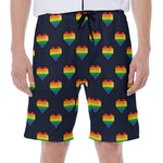 Rainbow Pixel 8-Bit LGBT Pride Heart Men's Beach Shorts