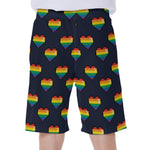 Rainbow Pixel 8-Bit LGBT Pride Heart Men's Beach Shorts