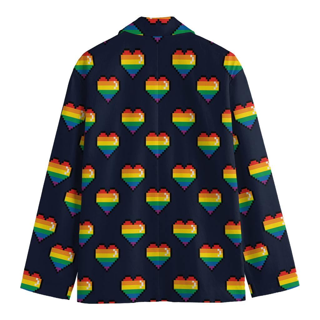 Rainbow Pixel 8-Bit LGBT Pride Heart Men's Blazer