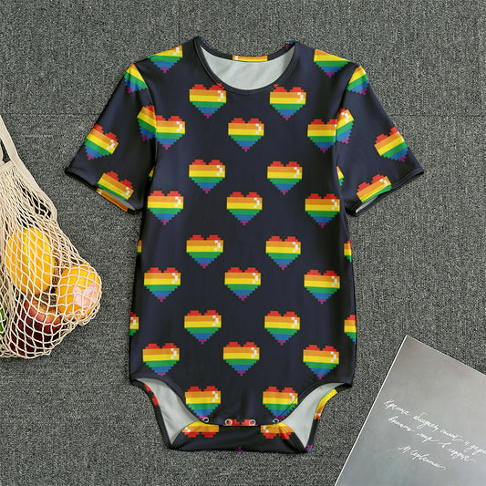 Rainbow Pixel 8-Bit LGBT Pride Heart Men's Bodysuit
