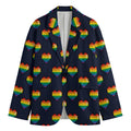 Rainbow Pixel 8-Bit LGBT Pride Heart Men's Cotton Blazer