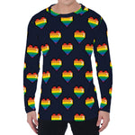 Rainbow Pixel 8-Bit LGBT Pride Heart Men's Long Sleeve T-Shirt