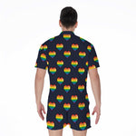 Rainbow Pixel 8-Bit LGBT Pride Heart Men's Rompers