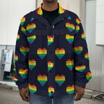 Rainbow Pixel 8-Bit LGBT Pride Heart Men's Shirt Jacket