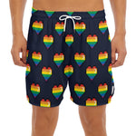 Rainbow Pixel 8-Bit LGBT Pride Heart Men's Split Running Shorts