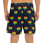 Rainbow Pixel 8-Bit LGBT Pride Heart Men's Split Running Shorts