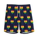 Rainbow Pixel 8-Bit LGBT Pride Heart Men's Sports Shorts
