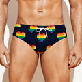 Rainbow Pixel 8-Bit LGBT Pride Heart Men's Swim Briefs