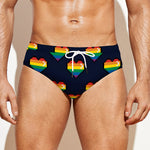Rainbow Pixel 8-Bit LGBT Pride Heart Men's Swim Briefs
